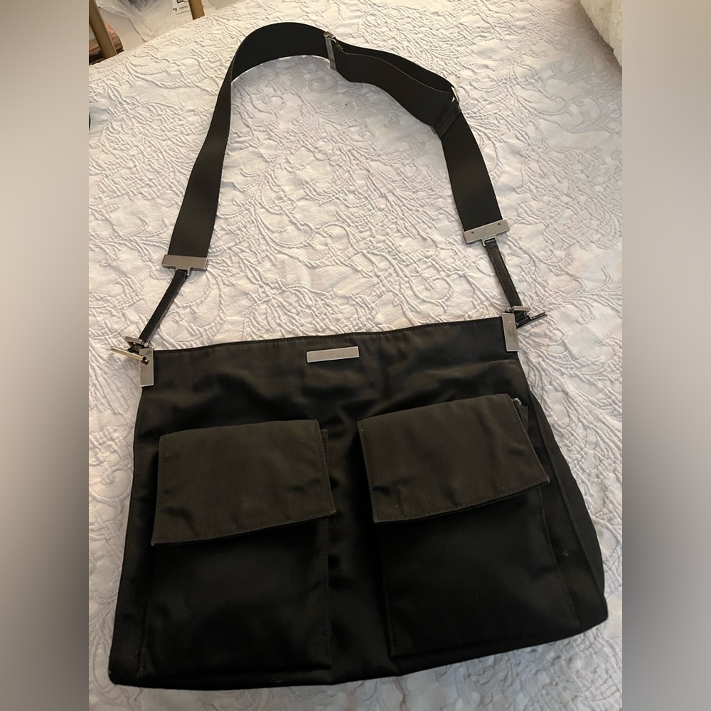 Vintage Gucci canvas/leather 2-pocket messenger bag with dust cover - rare!